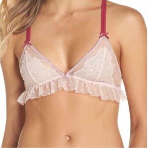 Honeydew Intimates Pink and Red Lace Bralette